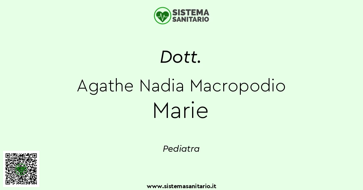Dott. Agathe Nadia Macropodio Marie Pediatra a (PD